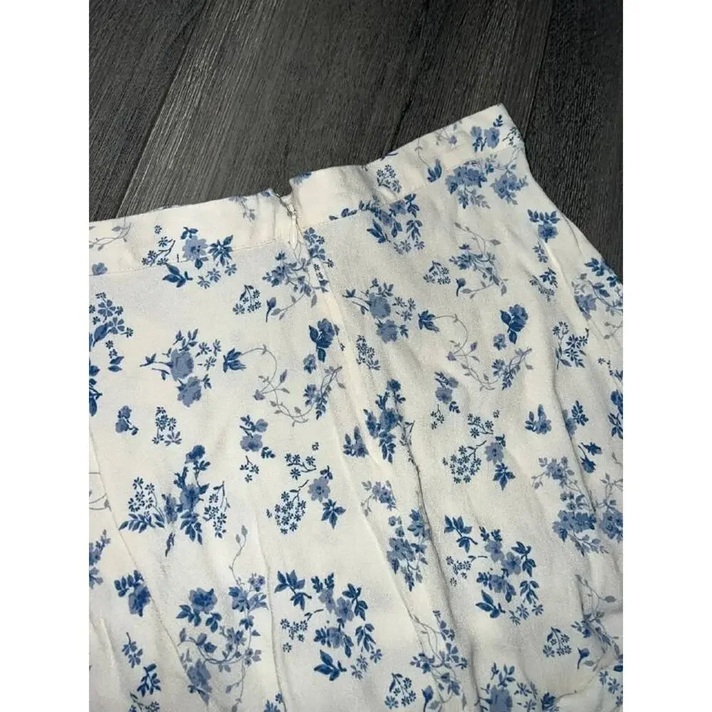 REFORMATION floral circle skirt midi linen preppy White Sz 2 A007095